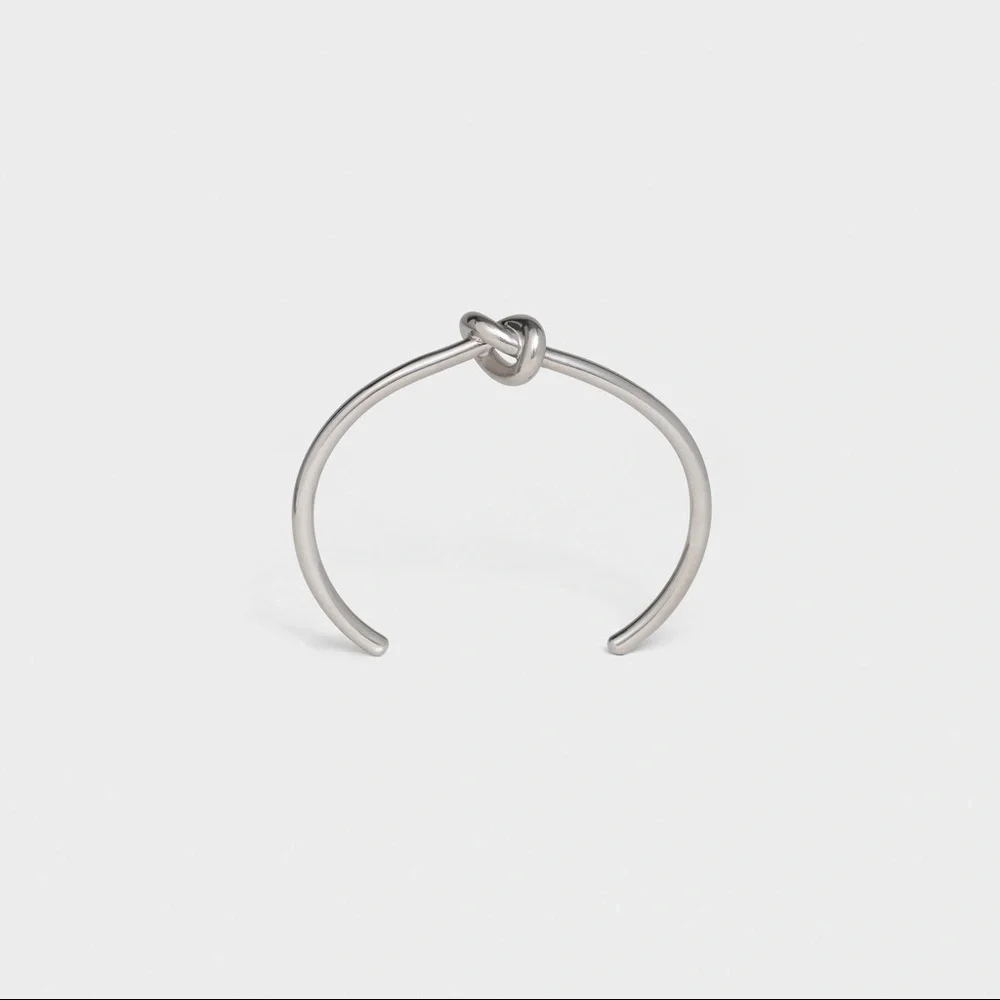 Celine Knot Extra-Thin Bracelet in Brass with Rhodium Finish Silver - Picture 3 of 9